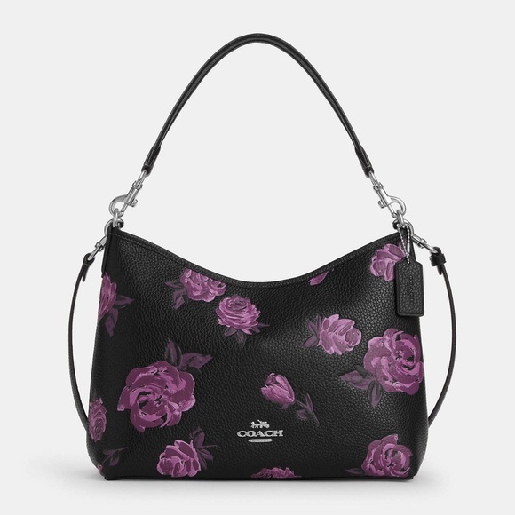 Coach Black and Pink Floral Shoulder Bag